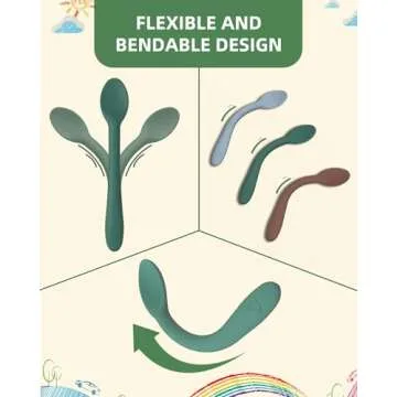 KingKam Silicone Baby Spoons 6 Pack, First Stage Infant Spoons Utensils for Parent & Self-Feeding, Bendable Toddles Training Spoons with Soft-Tip, Dishwasher Safe & Boil-proof