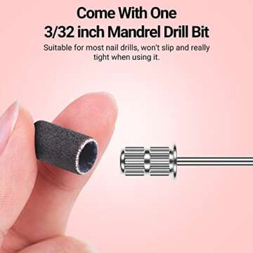 MelodySusie 100 Pcs Nail Drill Bits Sanding Bands for Nail Drill 180 Fine Grit Nail File Sanding Bands for Acrylic Nails Gel Manicures and Pedicure