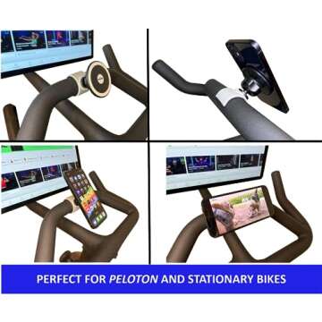 Magnetic Phone Holder for Stroller, Stationary Bike (Compatible with Peloton), Shopping Cart. Compatible with MagSafe. Stable & Secure.
