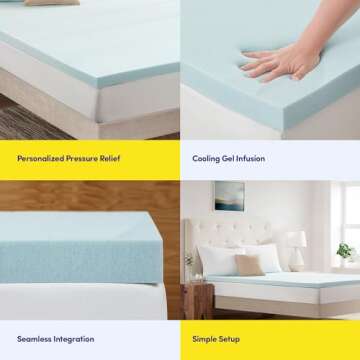 Twin Mattress Topper 2 Inch Gel Infused Memory Foam Cooling Pad CertiPUR US Certified - Enhance Slee...