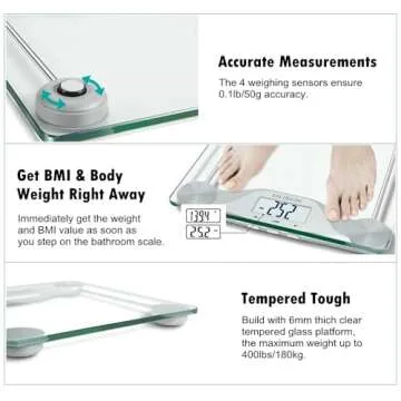NUTRI FIT Digital Body Weight Bathroom Scale BMI, Accurate Weight Measurements Scale,Large Backlight Display and Step-On Technology,400 Pounds