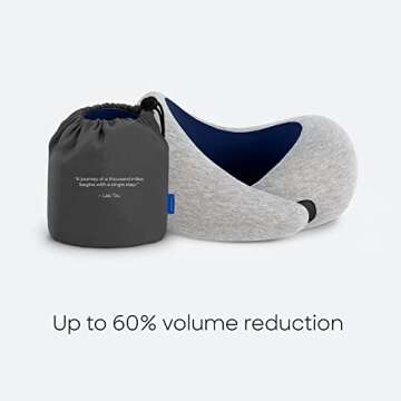 Ostrichpillow Go Neck Pillow, Travel Pillows for Airplanes, Premium Memory Foam Travel Pillow, 360º Ergonomic Design, Asymmetrical Sides, Travel Bag Included, Washable Modal Cover