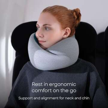 Ostrichpillow Go Neck Pillow, Travel Pillows for Airplanes, Premium Memory Foam Travel Pillow, 360º Ergonomic Design, Asymmetrical Sides, Travel Bag Included, Washable Modal Cover