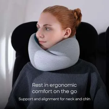 Ostrichpillow Go Neck Pillow, Travel Pillows for Airplanes, Premium Memory Foam Travel Pillow, 360º Ergonomic Design, Asymmetrical Sides, Travel Bag Included, Washable Modal Cover