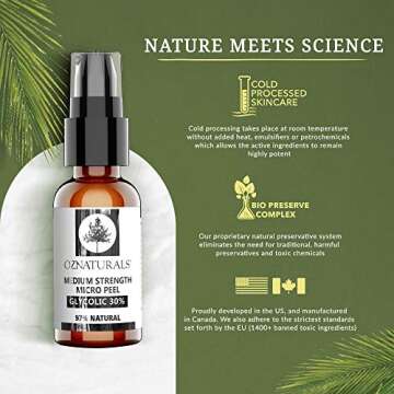 OZNATURALS 30% AHA Glycolic Acid Facial Peel & Pore Minimizer Face Wash - Acne Scar & Hyperpigmentation Treatment - Gentle Chemical Peels For Face