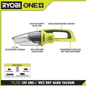 Pacroban ONE+ 18V Cordless Wet/Dry Hand Vacuum (Tool Only) - Lightweight & Powerful