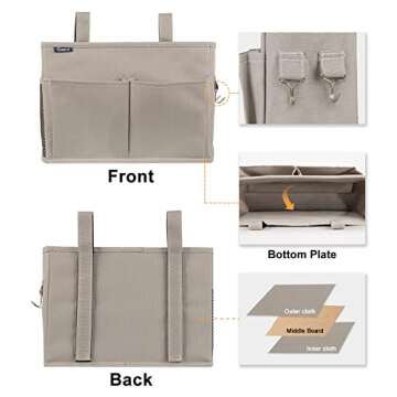 Surblue Bedside Caddy Hanging Bed Organizer Storage Bag Pocket for Bunk and Hospital Beds, College D...