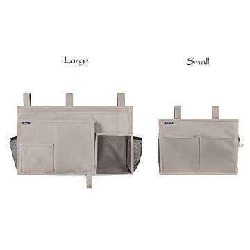 Surblue Bedside Caddy Hanging Bed Organizer Storage Bag Pocket for Bunk and Hospital Beds, College Dorm Rooms Baby Bed Rails,Camp 4 Pockets and 2 Hooks (Gray)