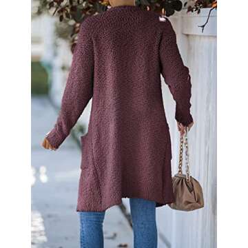 MEROKEETY Women's 2024 Winter Long Sleeve Soft Chunky Knit Sweater Open Front Cardigan Outwear Coat Maroon