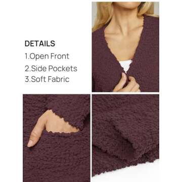 MEROKEETY Women's 2024 Winter Long Sleeve Soft Chunky Knit Sweater Open Front Cardigan Outwear Coat Maroon