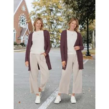 MEROKEETY Women's 2024 Winter Long Sleeve Soft Chunky Knit Sweater Open Front Cardigan Outwear Coat Maroon