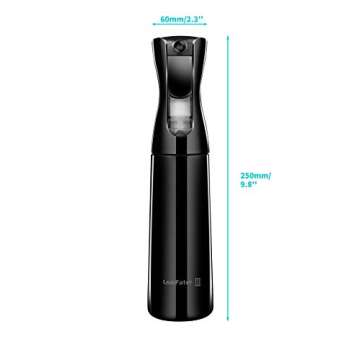 Water Spray Bottle for Hair (Black - 10oz), Hair Spray Bottle, Fine Plant Mister, Automatic Spray Bottle, Continuous Empty Spray Bottle for Hair Styling, Skin Care, Cleaning, Salons, Face & Plants