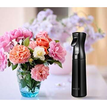 Water Spray Bottle for Hair (Black - 10oz), Hair Spray Bottle, Fine Plant Mister, Automatic Spray Bottle, Continuous Empty Spray Bottle for Hair Styling, Skin Care, Cleaning, Salons, Face & Plants