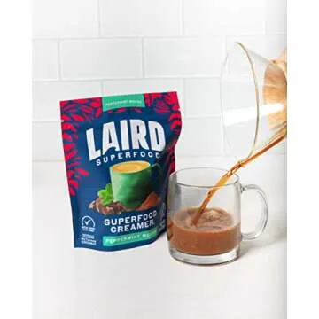 Laird Superfood Non-Dairy Original Superfood Peppermint Mocha Coconut Powder Coffee Creamer, Gluten Free, Non-GMO, Vegan, 8 oz. Bag, Pack of 1