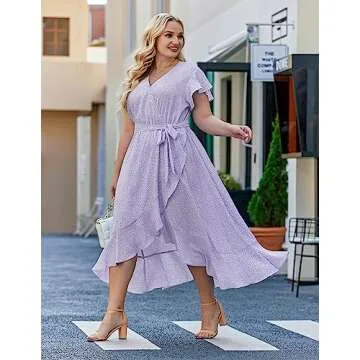 Flattering Plus Size Floral Deep V Neck Maxi Dress