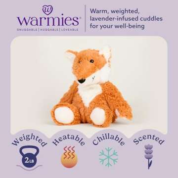 warmies Microwavable & Weighted Stuffed Animals, Fox - Heated Stuffed Animal Plushie for Warmth & Co...
