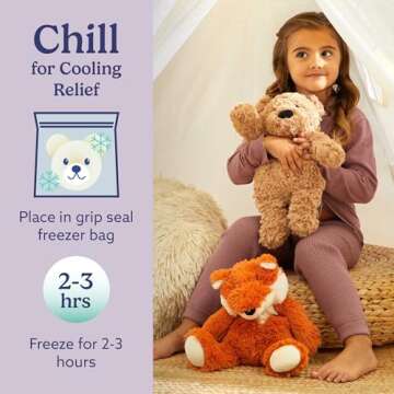 warmies Microwavable & Weighted Stuffed Animals, Fox - Heated Stuffed Animal Plushie for Warmth & Comfort - Cute Soft Plush Toys for Adults & Children (Boys, Girls, Babies & Toddlers)