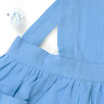 MT WORLD Girls Apron Personalized Linen Kids Aprons Durable Toddler CrossBack Pinafore Gifts for Cooking Baking Crafting