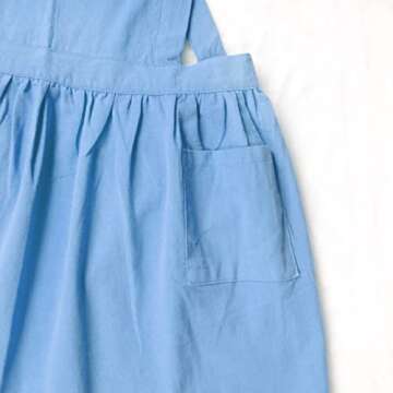 MT WORLD Girls Apron Personalized Linen Kids Aprons Durable Toddler CrossBack Pinafore Gifts for Cooking Baking Crafting