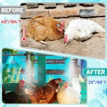 Chicken Coop Misting Cooling System - Pre-Installed, No Leakage, Misting Hose for Patio, with 39.4FT Misting Line + 11 Mist Nozzles + 3/4" Adapter