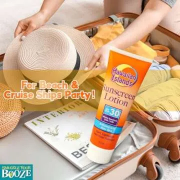 Smuggle Your Booze Sunscreen Hidden Bottle Tube Flask - 4-Pack | Discreet Flasks for Liquor Disguise for Cruises, Travel, Concerts, Sports | 15 Tamper-Proof Seals, 3 Pour Spout Funnel | 29oz Total