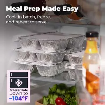Fit Meal Prep 50 Pack Disposable Aluminum Pans for Easy Meal Prep