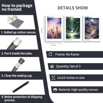 Xmyegeyeee 3 Piece Sarah J Maas Poster Art Print, Sarah Maas Acotar Wall Art, Crescent City, Throne of Glass Series Canvas Wall Art, Fantasy Books Artwork for Library 12x16in Unframed