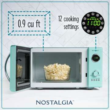 Nostalgia Retro Countertop Microwave Oven - Large 800-Watt - 0.9 cu ft - 12 Pre-Programmed Cooking S...
