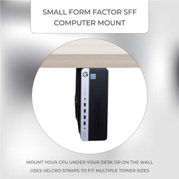 Adjustable HumanCentric Under Desk & Wall Mount Bracket for Small Form Factor Devices