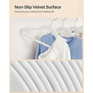 SONGMICS Baby Hangers 50 Pack, Kids Hangers for Closet, 11.8 x 8.1 Inches, Rose Gold 360° Swivel Hooks, Space-Saving Clothes Hangers, Velvet Hangers for Nursery, Non-Slip, Cloud White UCRF027W01