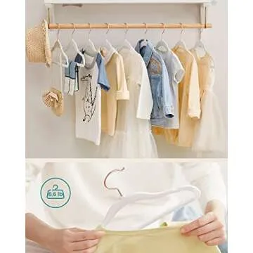 SONGMICS Baby Hangers 50 Pack, Kids Hangers for Closet, 11.8 x 8.1 Inches, Rose Gold 360° Swivel Hooks, Space-Saving Clothes Hangers, Velvet Hangers for Nursery, Non-Slip, Cloud White UCRF027W01