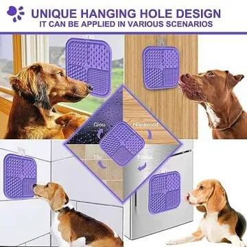 Lesipee Licking Mat for Dogs & Cats 2 Pack, Slow Feeder Lick Pat, Anxiety Relief Dog Toys Feeding Mat for Butter Yogurt Peanut, Pets Supplies Bathing Grooming Training Calming Mat (Cyan&Purple)