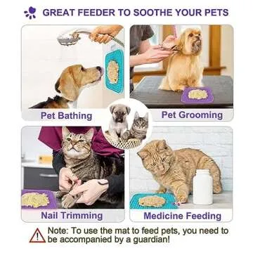 Lesipee Licking Mat for Dogs & Cats 2 Pack, Slow Feeder Lick Pat, Anxiety Relief Dog Toys Feeding Mat for Butter Yogurt Peanut, Pets Supplies Bathing Grooming Training Calming Mat (Cyan&Purple)