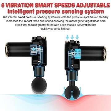 cotsoco Massage Gun Deep Tissue for Pain Relief with 4 Massage Heads & 6 Speeds, Electric Mini Handh...