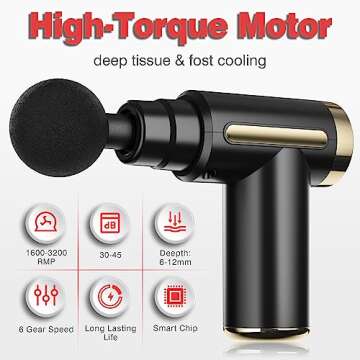 cotsoco Massage Gun Deep Tissue for Pain Relief with 4 Massage Heads & 6 Speeds, Electric Mini Handheld Body Massager for Any Pain Relief, Best Gifts for Dad and Mom