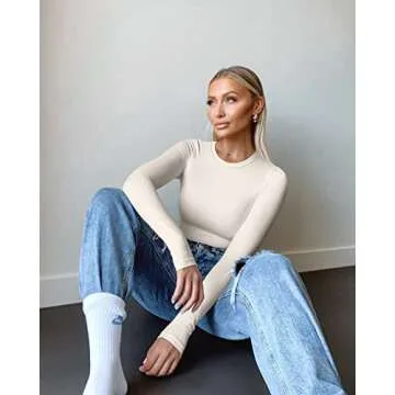 OQQ Long Sleeve Tops: Comfortable Layer Tee for Women