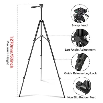 UBeesize Adjustable 50 Inch Phone Tripod with Remote