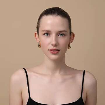 Apsvo Chunky Gold Hoop Earrings for Women, 2 Pairs Dupes Earrings Lightweight Waterdrop Hoops, Hypoa...