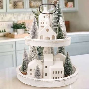 Remote Control Lighted Ceramic Christmas Village Set with Trees
