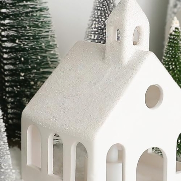 Remote Control Lighted Ceramic Christmas Village Set with Trees