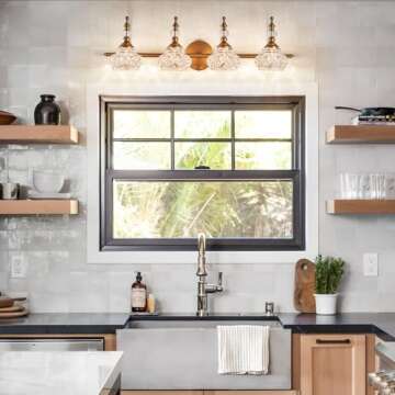 ZILANL Vintage 4-Light Bathroom Vanity Light Fixtures with Crystal Glass Shades