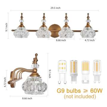 ZILANL Vintage 4-Light Bathroom Lighting - Elegant Fixtures