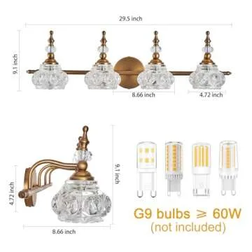 ZILANL Vintage 4-Light Bathroom Lighting - Elegant Fixtures
