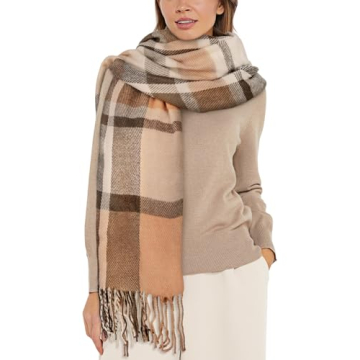 YSense Women's Long Plaid Blanket Scarf Chunky Oversized Winter Fall Warm Scarf Big Tartan Scarves W...