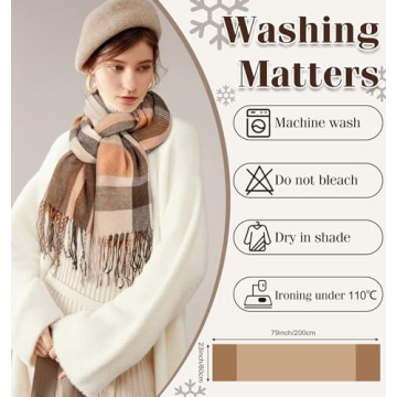YSense Women's Cozy Long Plaid Blanket Scarf for Winter