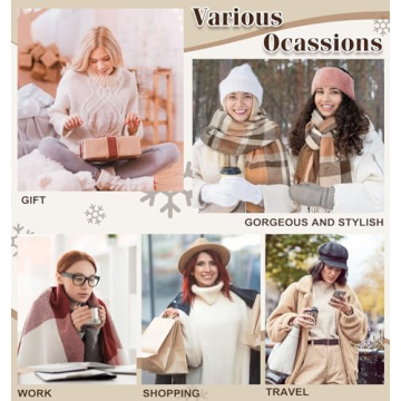 YSense Women's Cozy Long Plaid Blanket Scarf for Winter