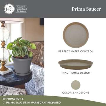 The HC Companies Round Prima Flower Pot Saucers - Plastic Plant Saucer for Outdoors & Indoors - Trad...