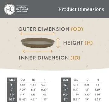 The HC Companies Round Prima Flower Pot Saucers - Plastic Plant Saucer for Outdoors & Indoors - Traditional Plant Pot Trays for Water Drainage -Durable Plant Tray (14-inch Sandstone, Pack of 1)