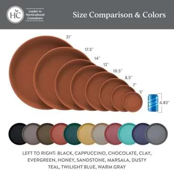 The HC Companies Round Prima Flower Pot Saucers - Plastic Plant Saucer for Outdoors & Indoors - Traditional Plant Pot Trays for Water Drainage -Durable Plant Tray (14-inch Sandstone, Pack of 1)