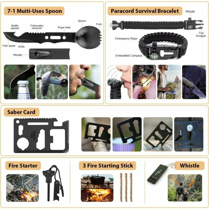 250Pcs Molle Survival Kit: Gear, First Aid & Tent
